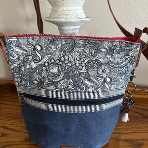 Sakroots Blue and Brown Floral Crossbody Bag